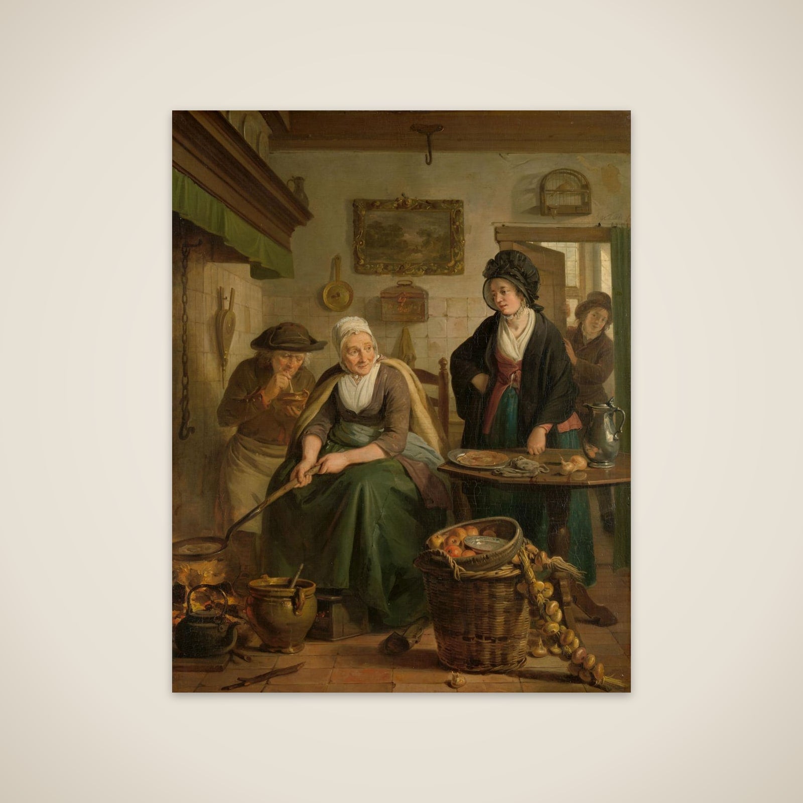 Old Woman making Pancakes unframed print