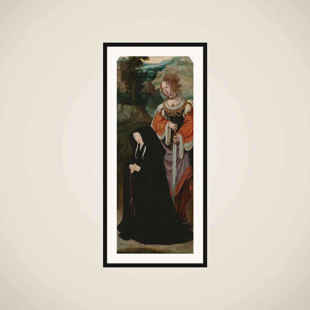 Inner Right Wing of a Triptych with the Female Donor and St Catherine framed