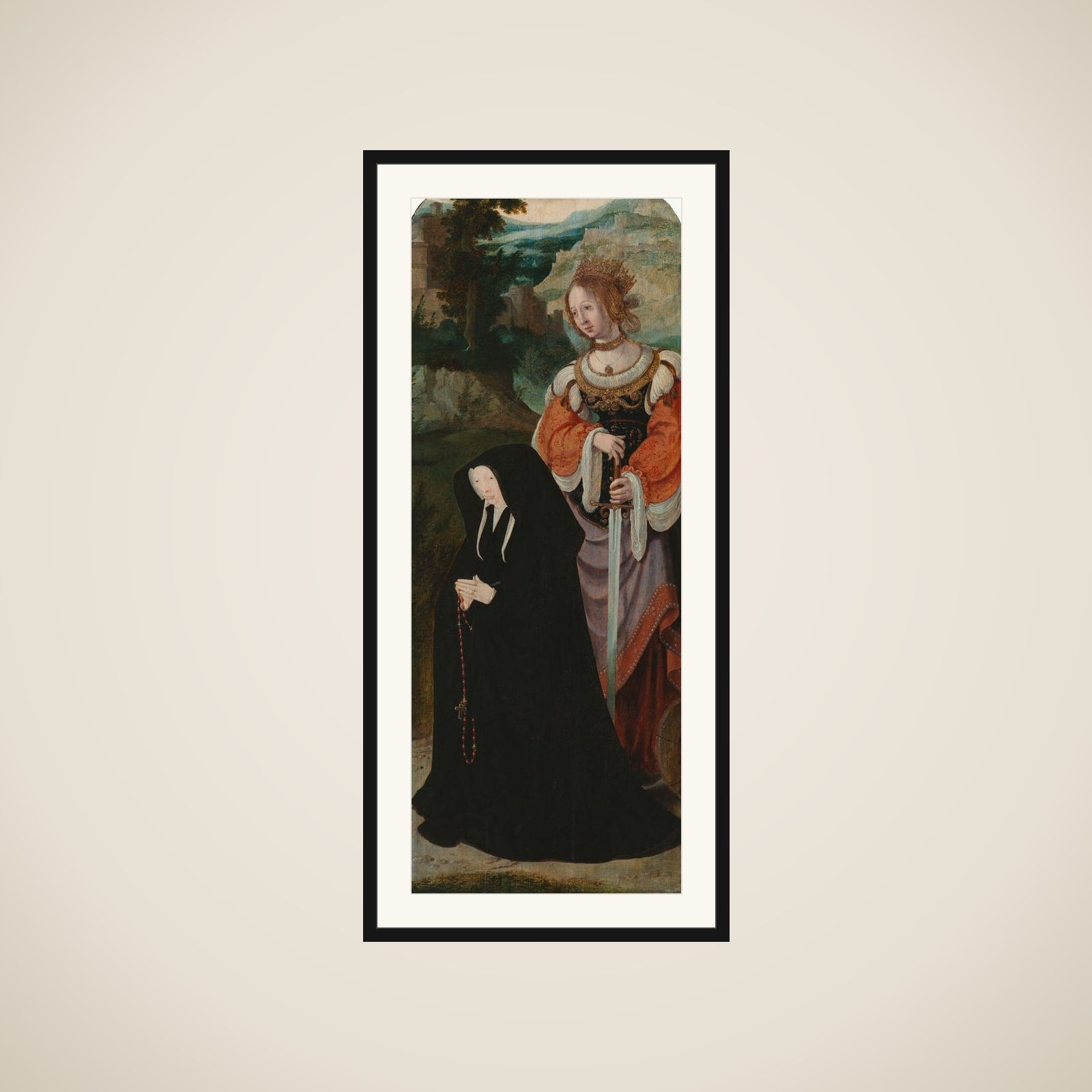 Inner Right Wing of a Triptych with the Female Donor and St Catherine framed