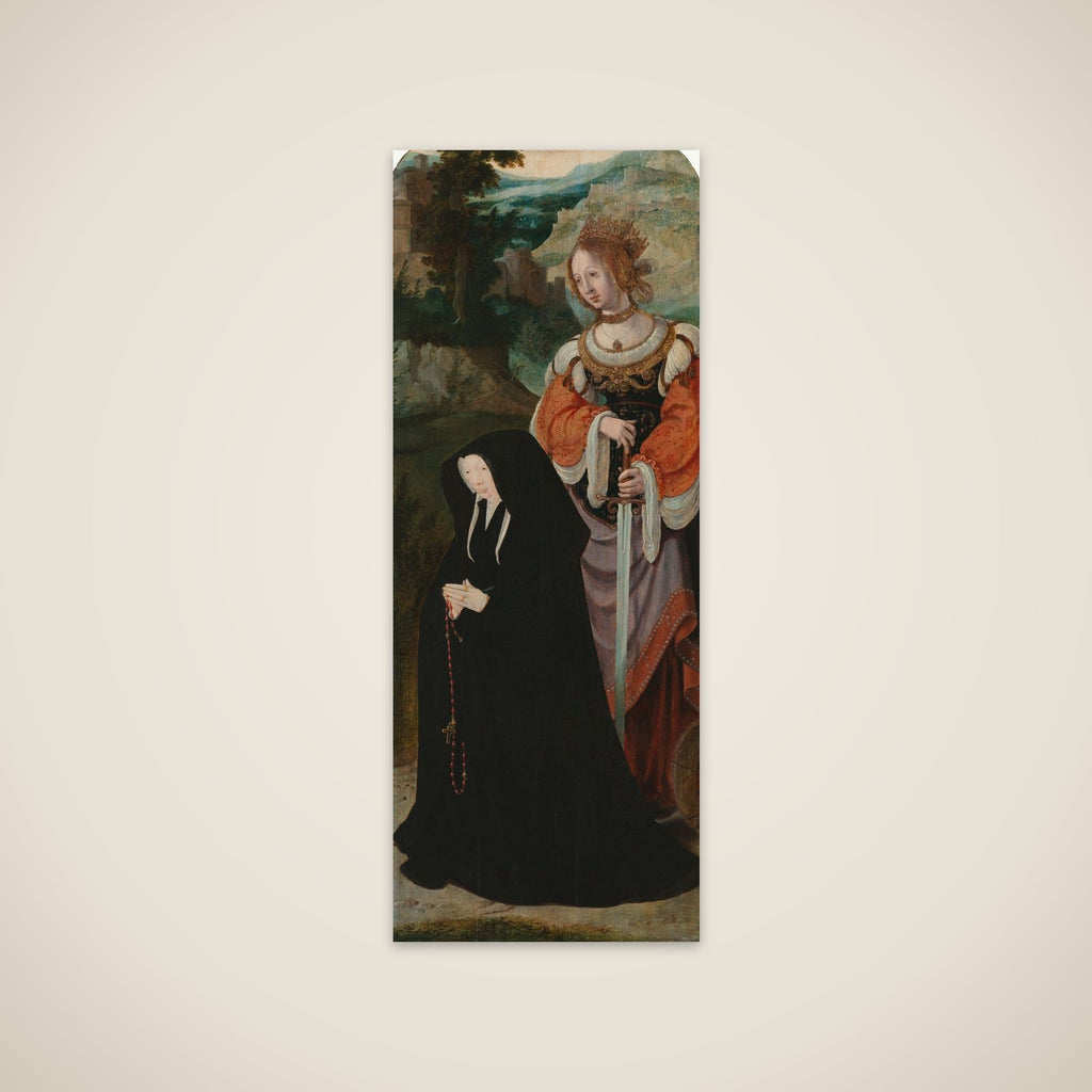 Inner Right Wing of a Triptych with the Female Donor and St Catherine unframed print