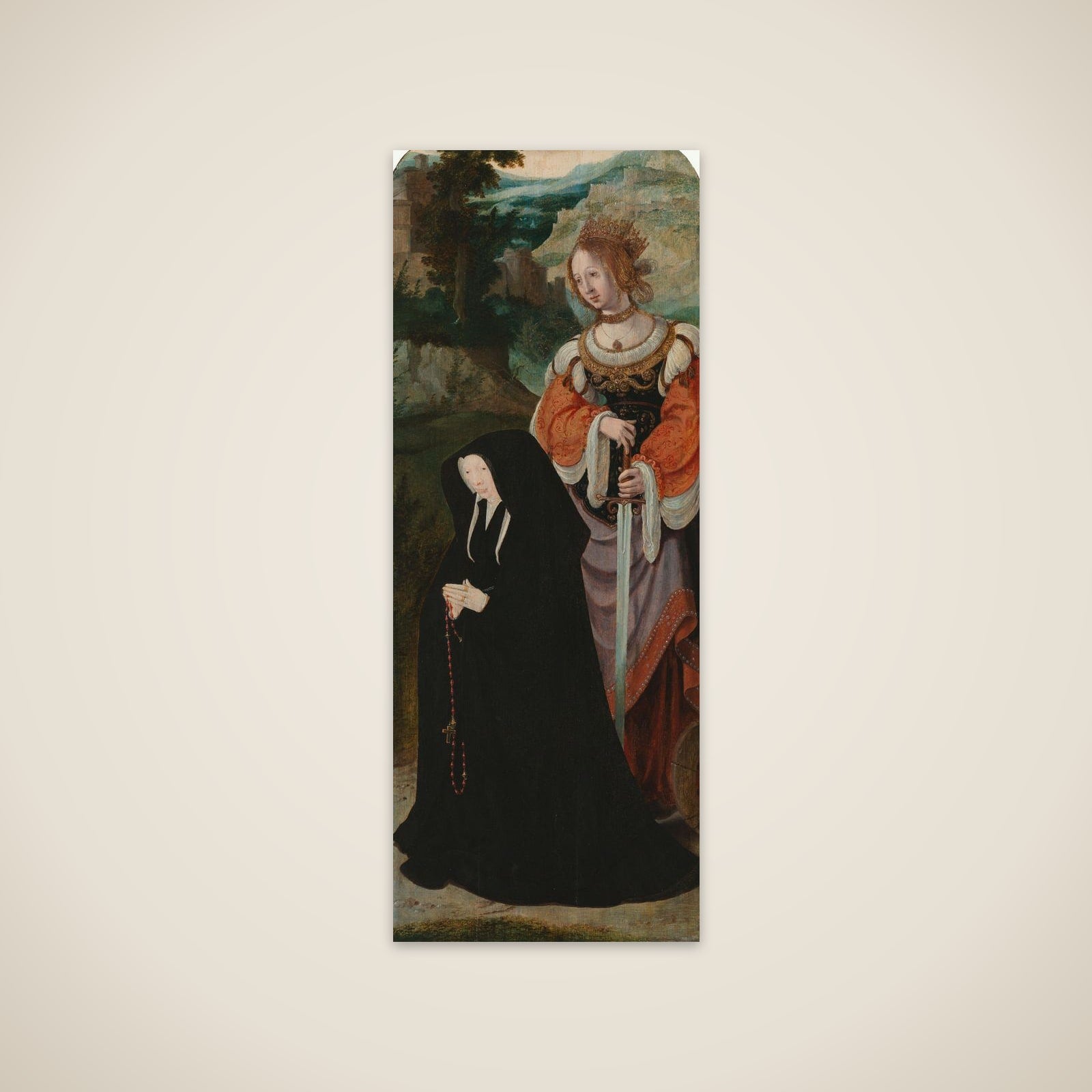 Inner Right Wing of a Triptych with the Female Donor and St Catherine unframed print
