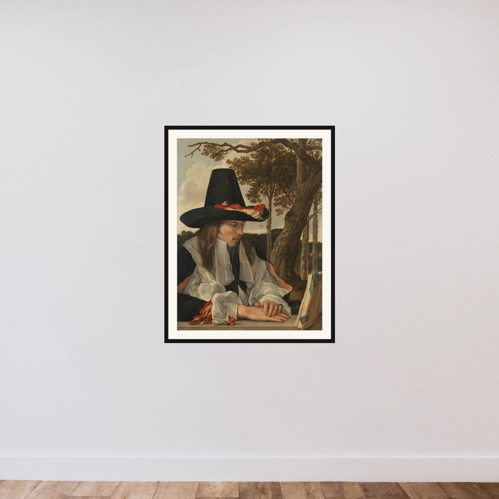 A Man Reading framed — shown to scale