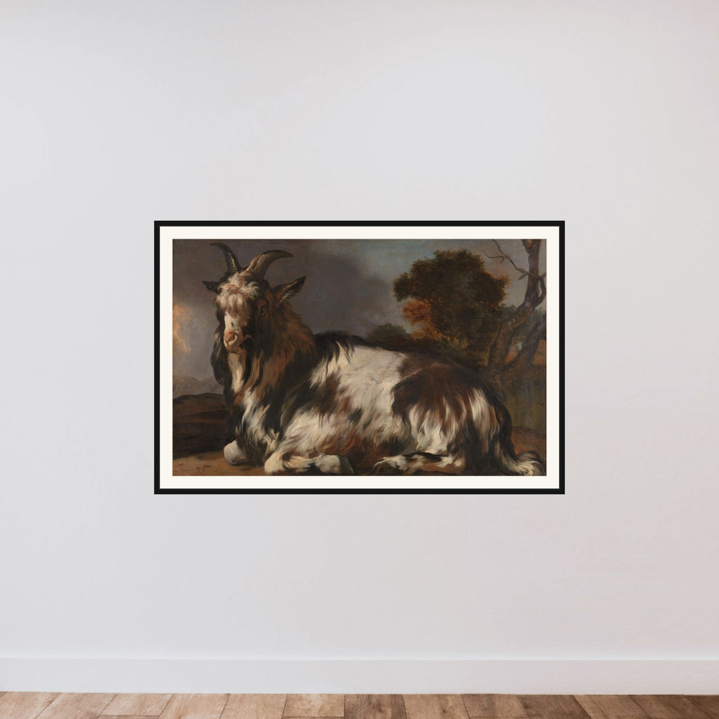 Goat Lying Down framed — shown to scale