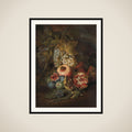 Bunches of Grapes, Pomegranates and Figs in a Landscape framed