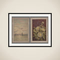 View of water with zeilschepen en stilleven with zilverdistel framed