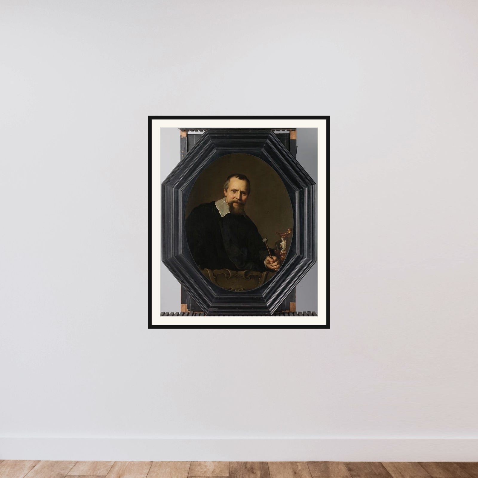 Portrait of Jan Lutma (1584/85-1669), Amsterdam Silversmith framed — shown to scale