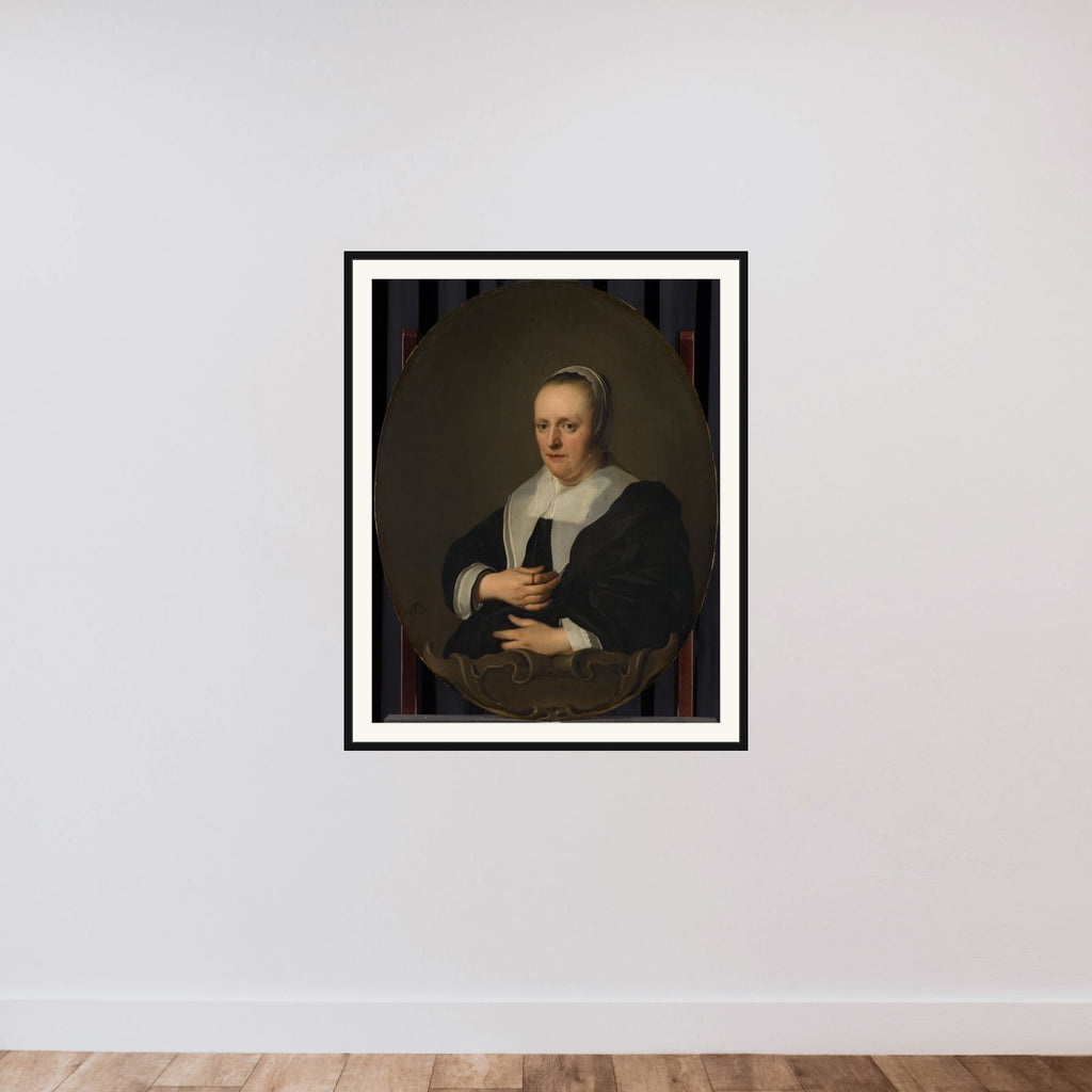 Portrait of Sara de Bie, Jan Lutma's second Wife framed — shown to scale