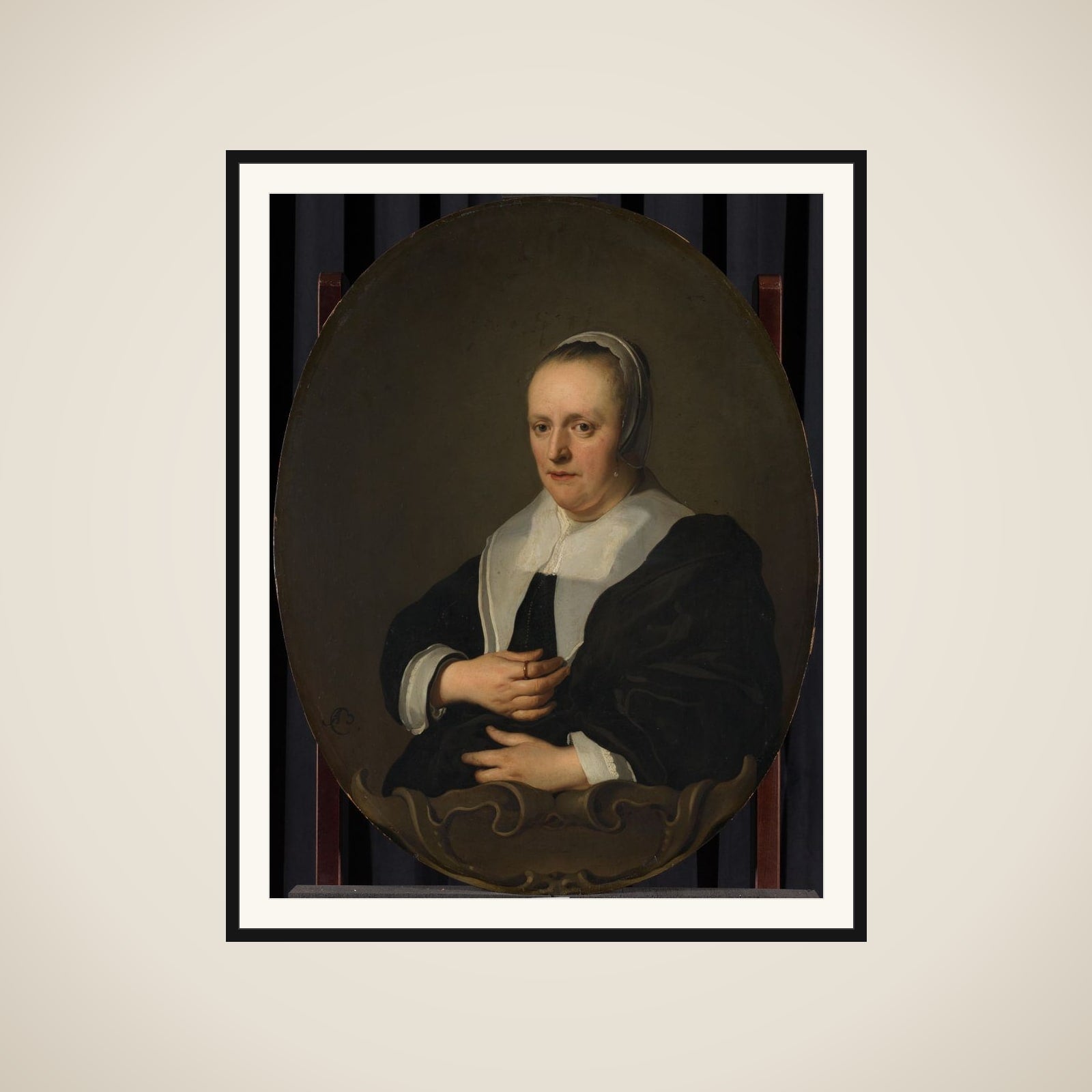 Portrait of Sara de Bie, Jan Lutma's second Wife framed