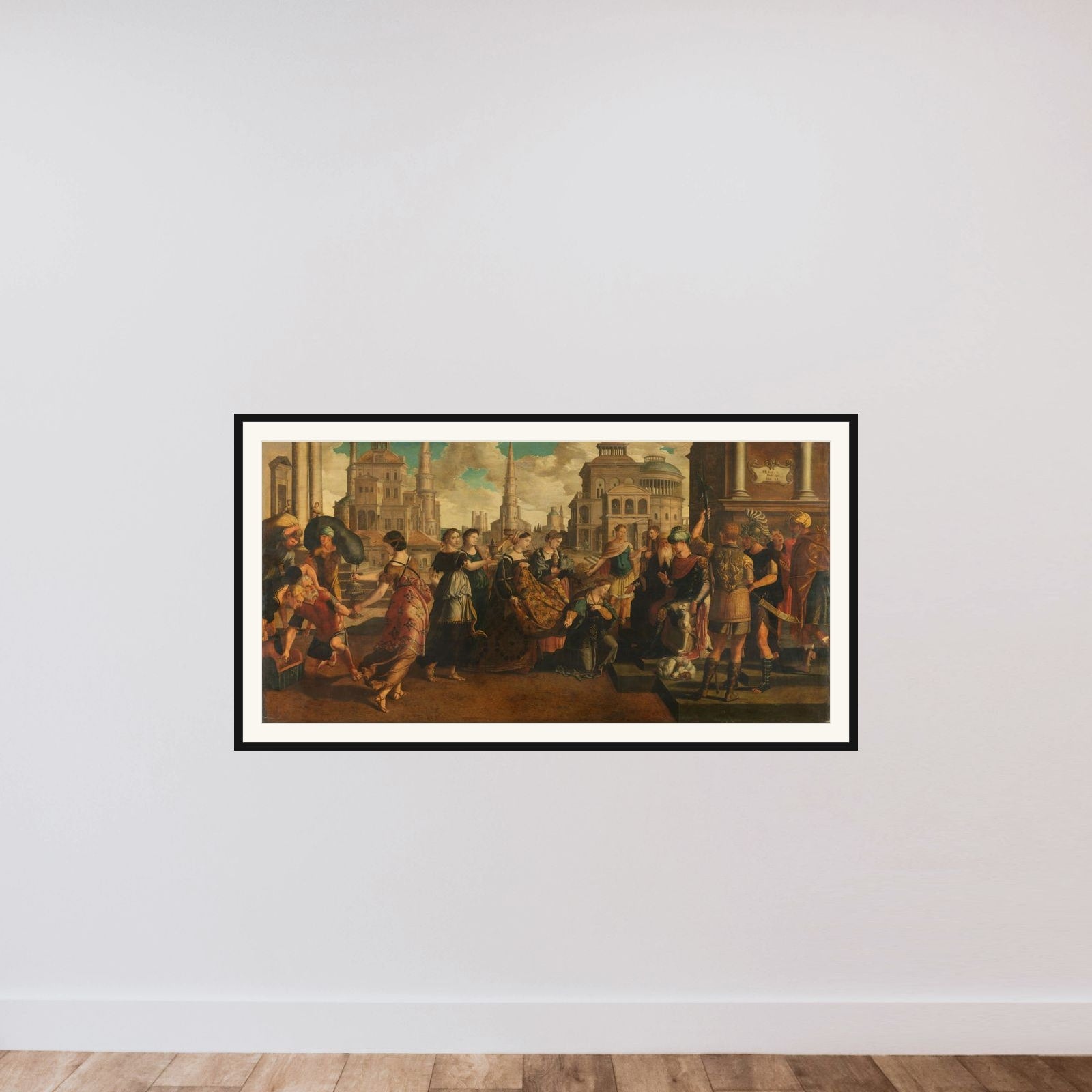 Solomon and the Queen of Sheba framed — shown to scale