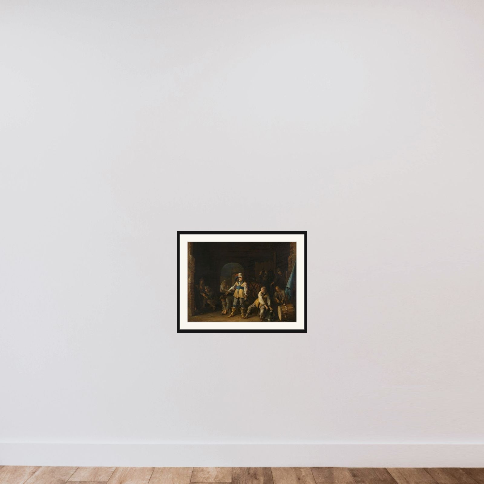 Soldiers in a Guardroom framed — shown to scale