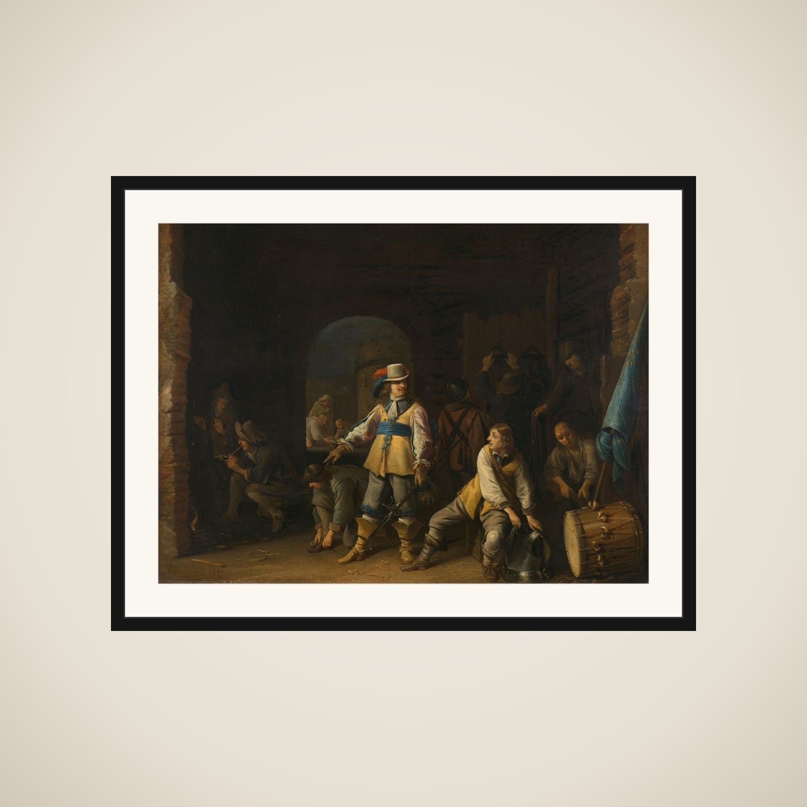 Soldiers in a Guardroom framed
