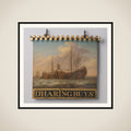 Sign, both sides painted with Herring Boats framed
