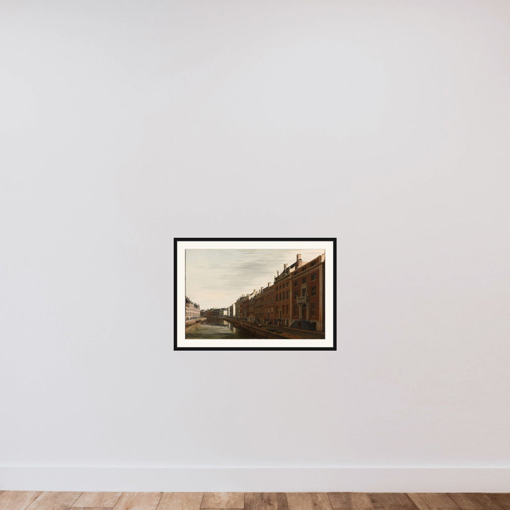 The Bend in the Herengracht near the Nieuwe Spiegelstraat, Amsterdam framed — shown to scale