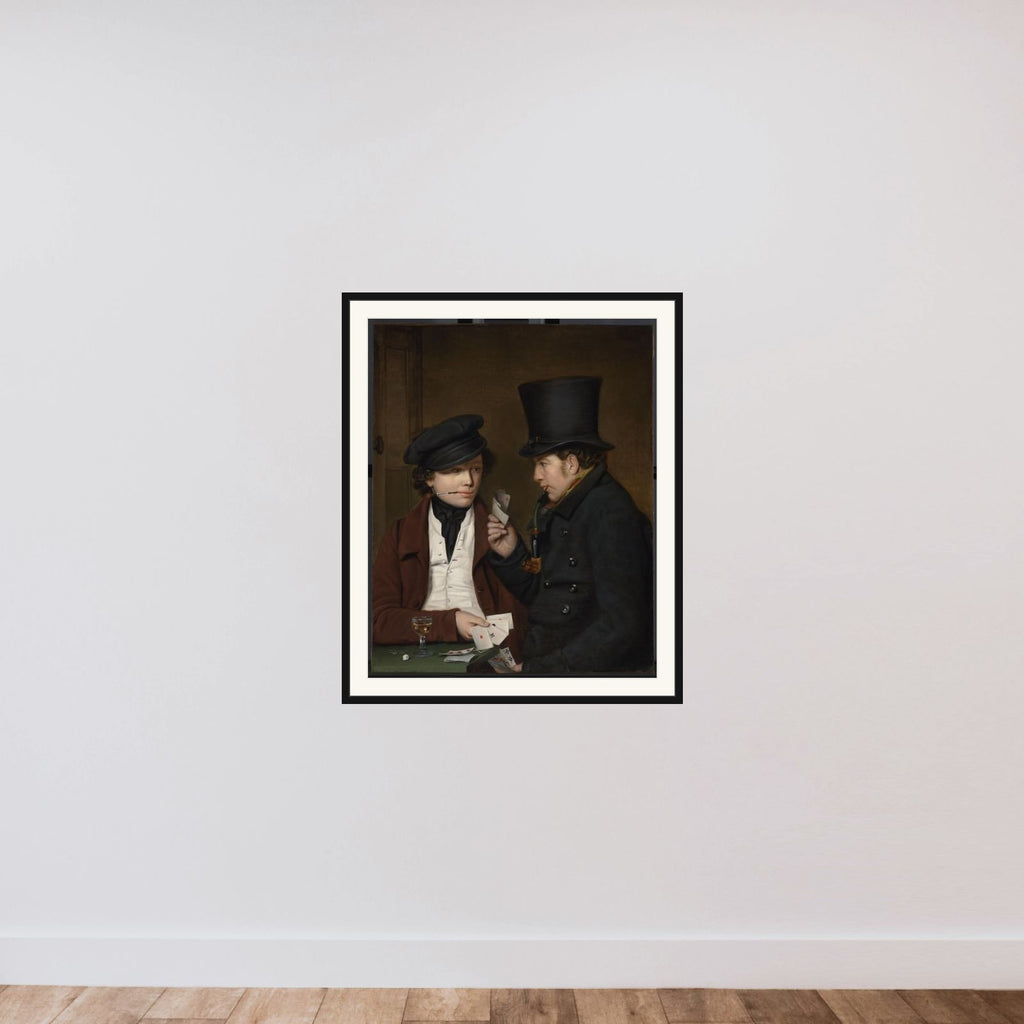 Two Card Players framed — shown to scale