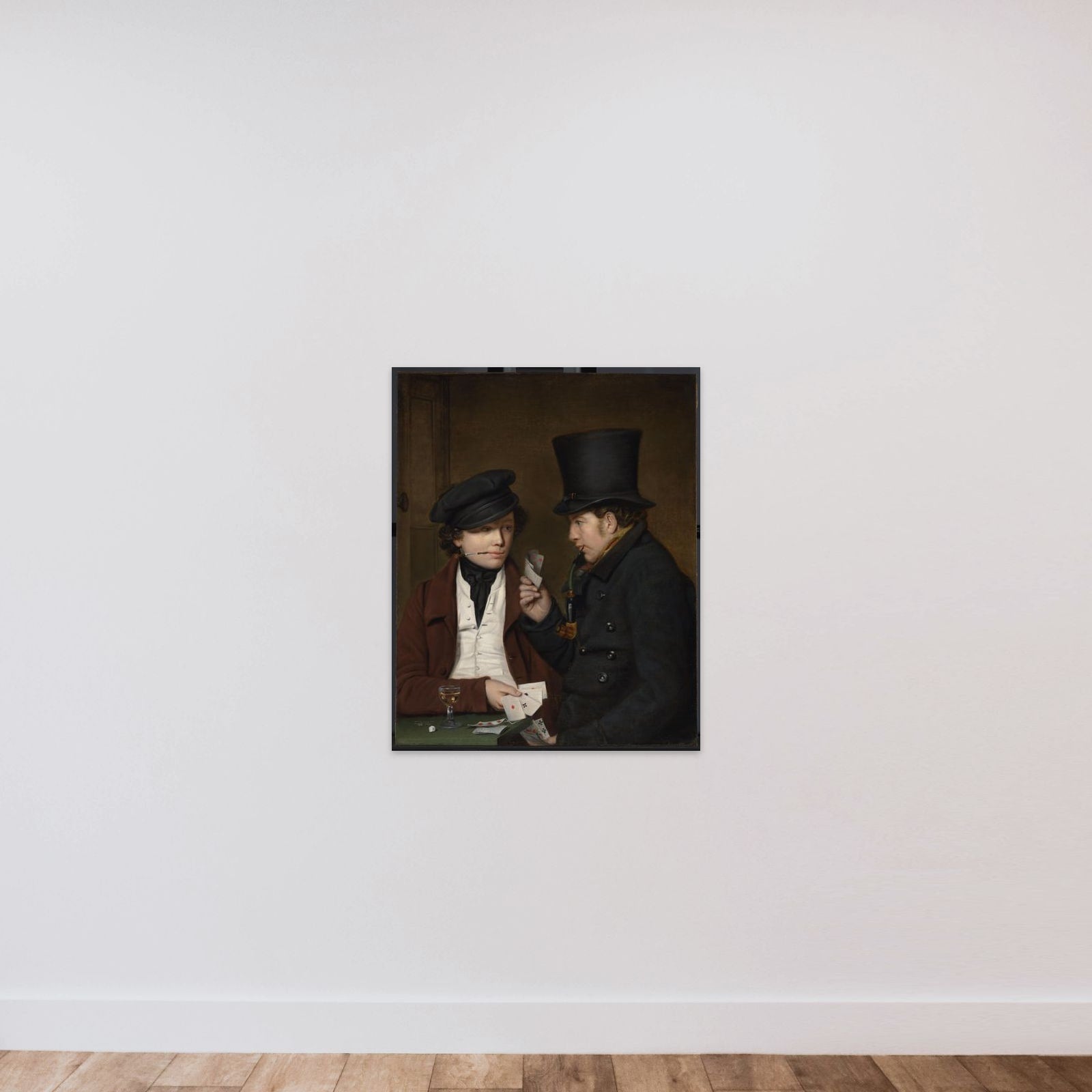Two Card Players unframed — shown to scale
