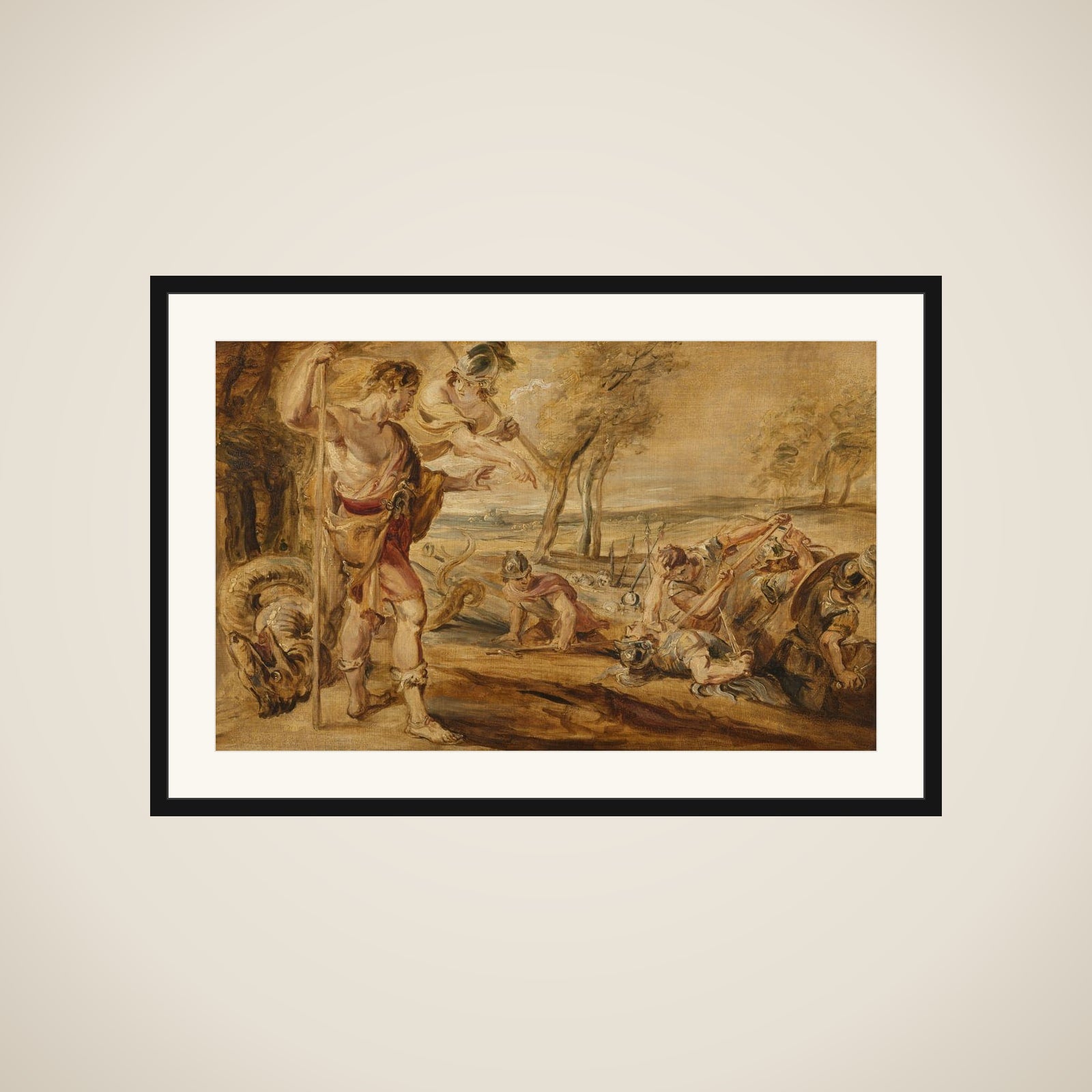 Cadmus, Guided by Minerva, Observes the Spartoi Fighting framed