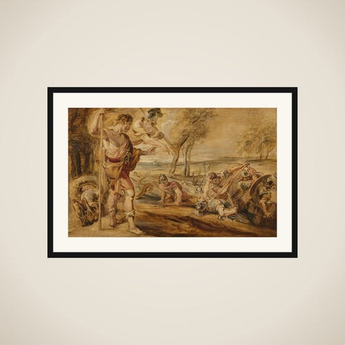 Cadmus, Guided by Minerva, Observes the Spartoi Fighting framed