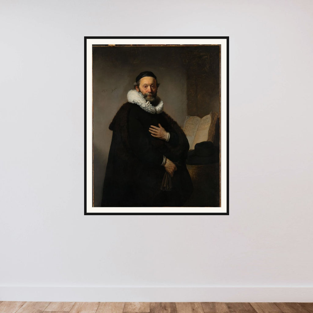 Portrait of Johannes Wtenbogaert framed — shown to scale