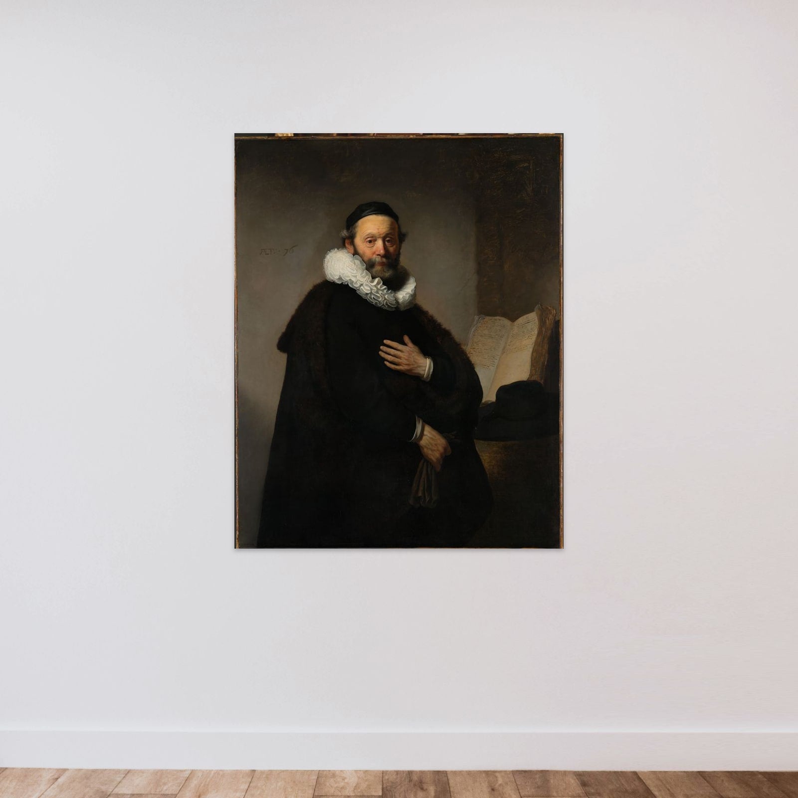 Portrait of Johannes Wtenbogaert unframed — shown to scale