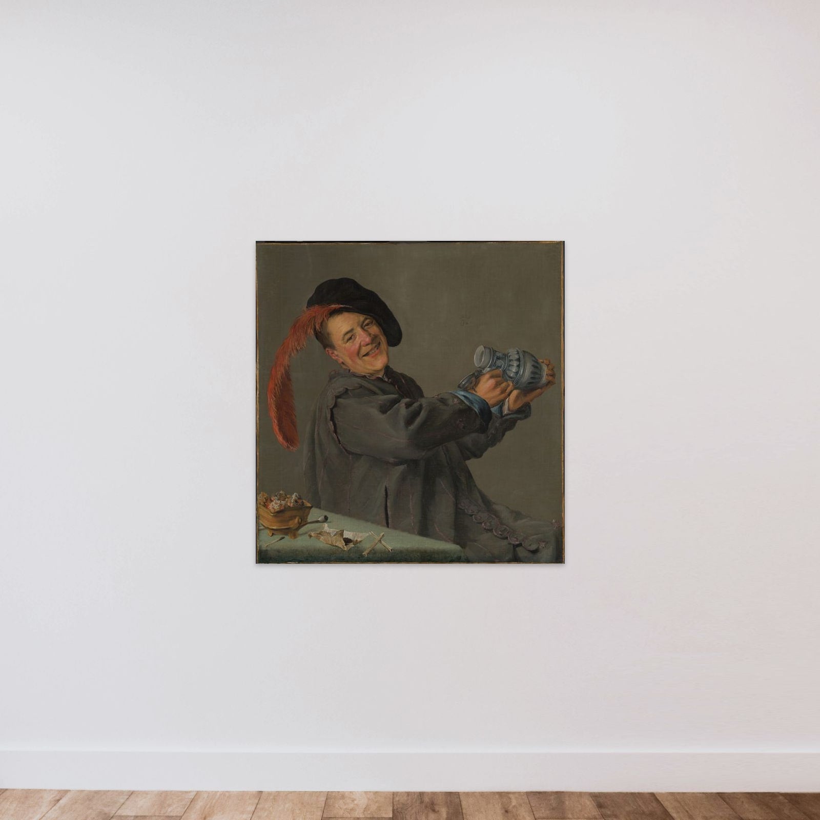A Fool Holding a Jug, known as ‘The Jolly Drinker’ unframed — shown to scale