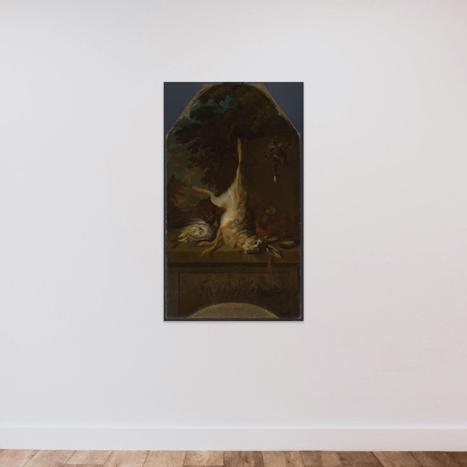 Still Life with Dead Hare and Partridges unframed — shown to scale