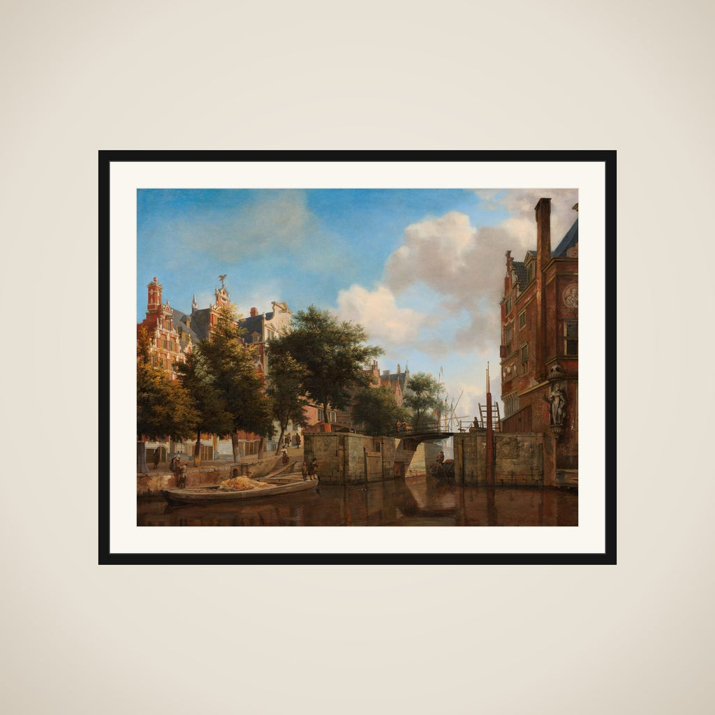The Nieuwe Zijds Voorburgwal with the Oude Haarlemmersluis, Amsterdam (with Topographical Liberties) framed