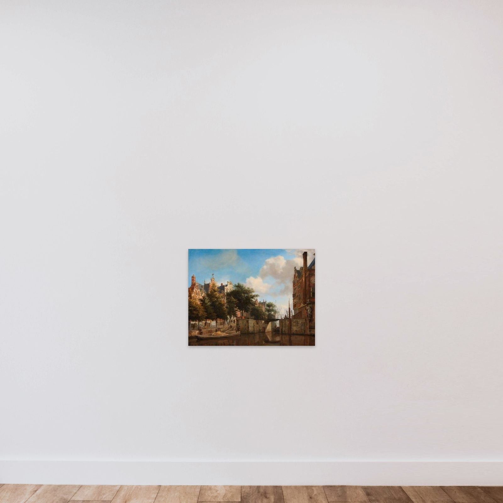 The Nieuwe Zijds Voorburgwal with the Oude Haarlemmersluis, Amsterdam (with Topographical Liberties) unframed — shown to scale