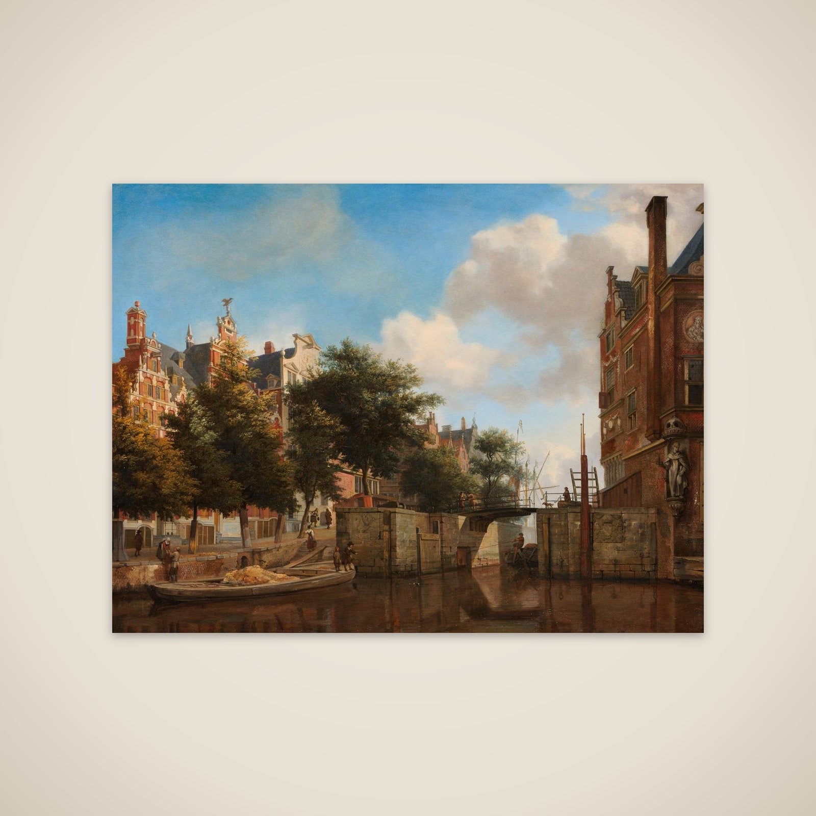 The Nieuwe Zijds Voorburgwal with the Oude Haarlemmersluis, Amsterdam (with Topographical Liberties) unframed print