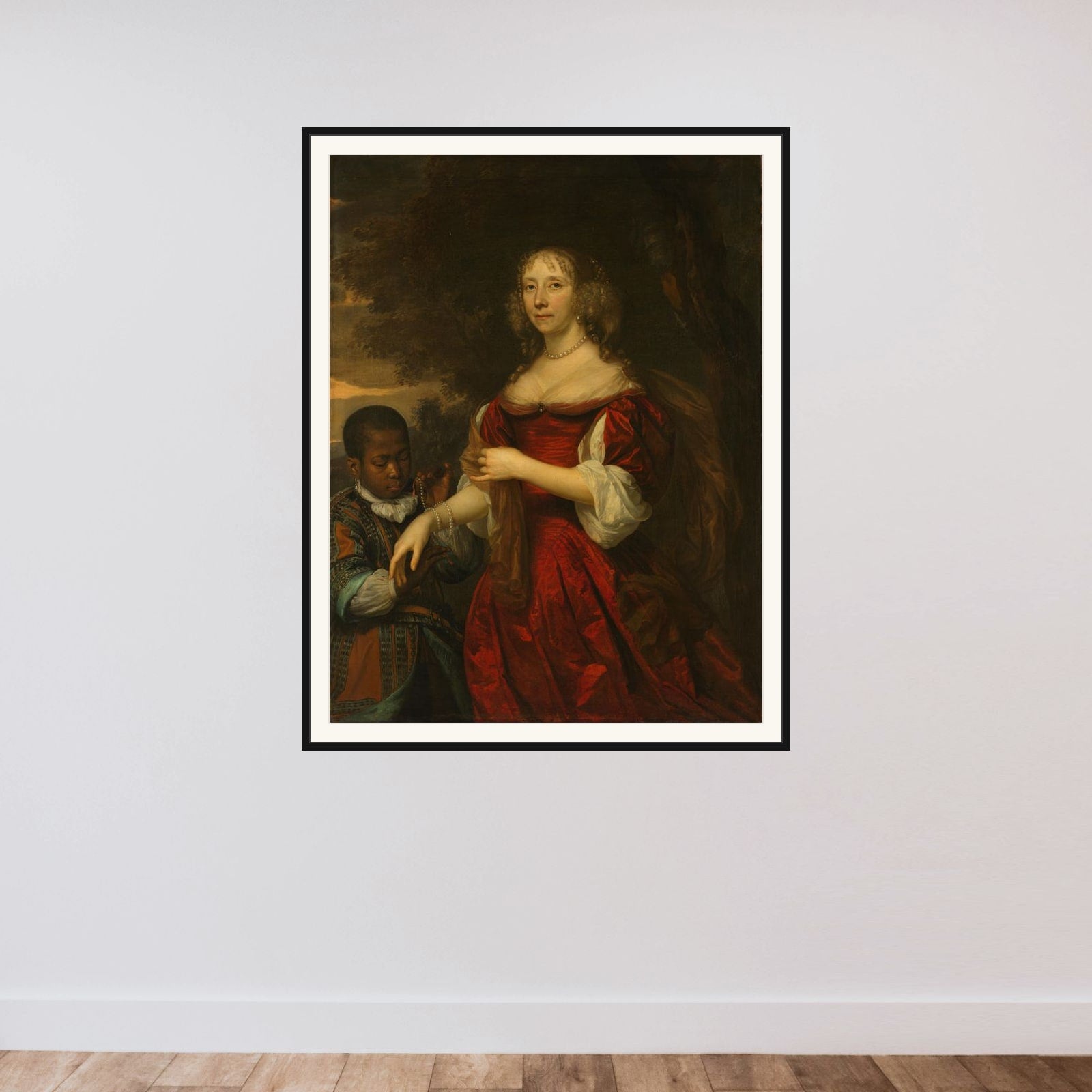 Portrait of Margaretha van Raephorst (1625-90) framed — shown to scale
