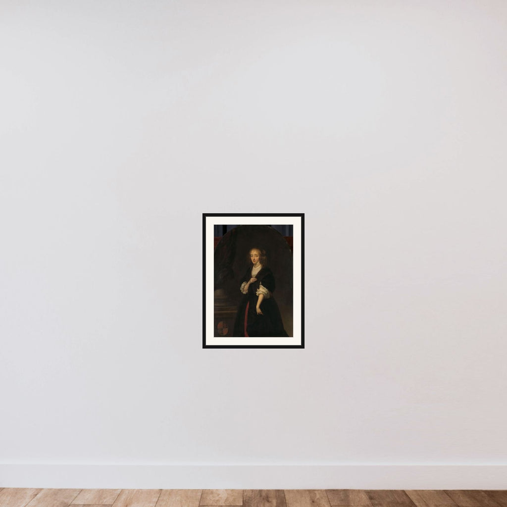 Portrait of Jacoba Bicker (1640-95), wife of Pieter de Graeff framed — shown to scale