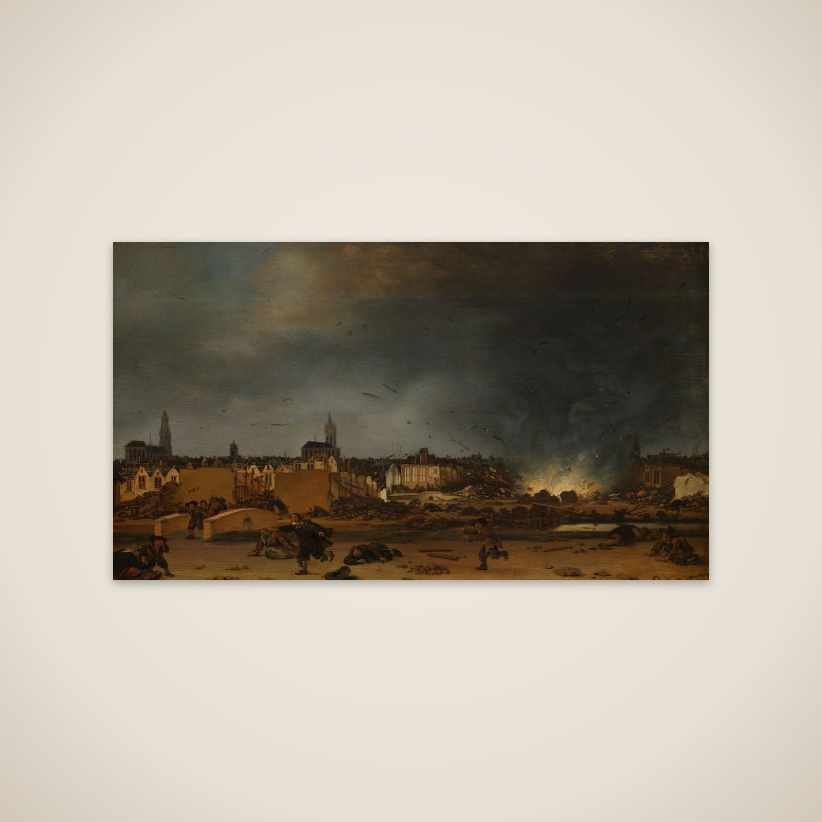 The explosion of the powder magazine in Delft, 12 October 1654 unframed print