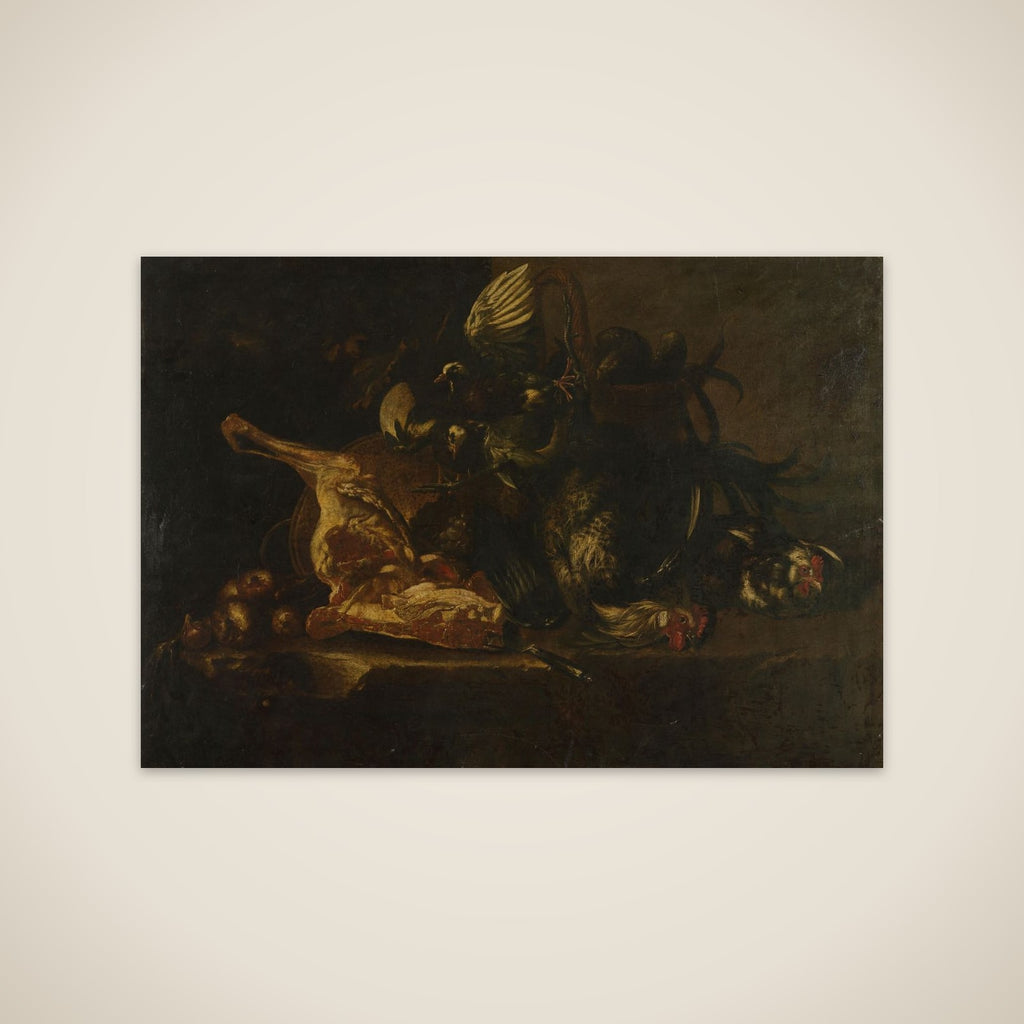Still life with meat and dead birds unframed print