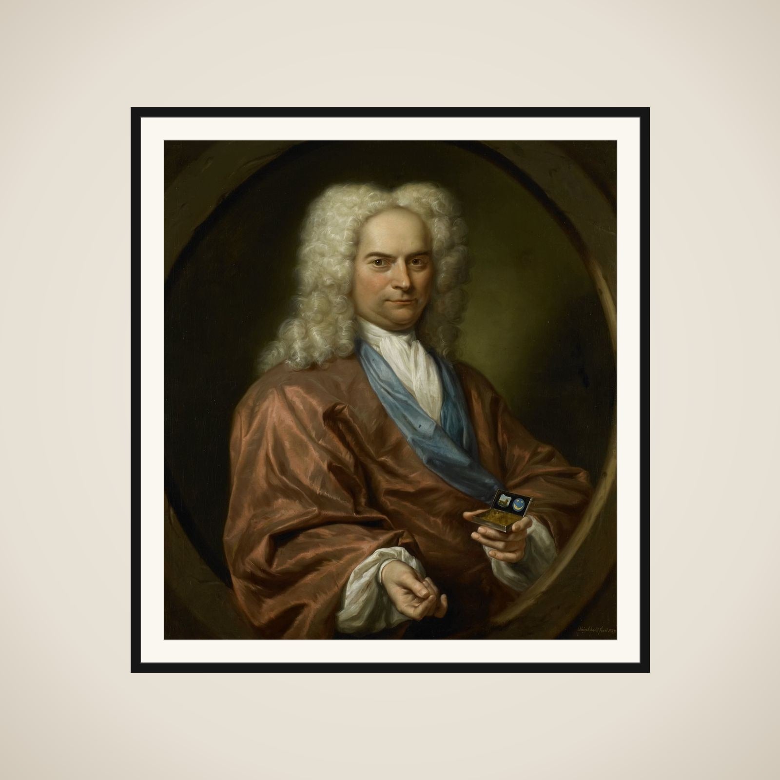 Portrait of David Leeuw (1682-1755), Mennonite Draper framed