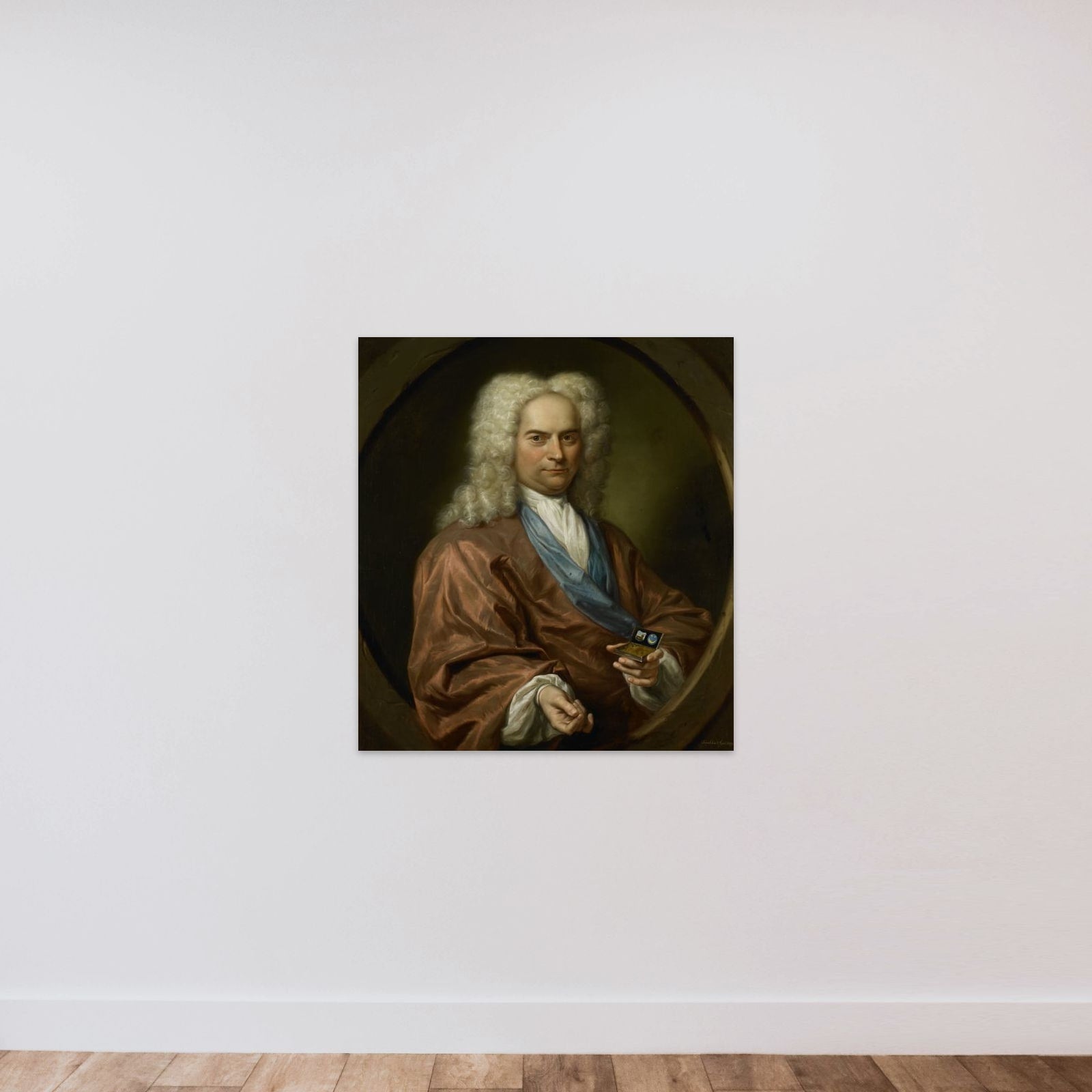 Portrait of David Leeuw (1682-1755), Mennonite Draper unframed — shown to scale