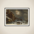 City wall in the winter framed