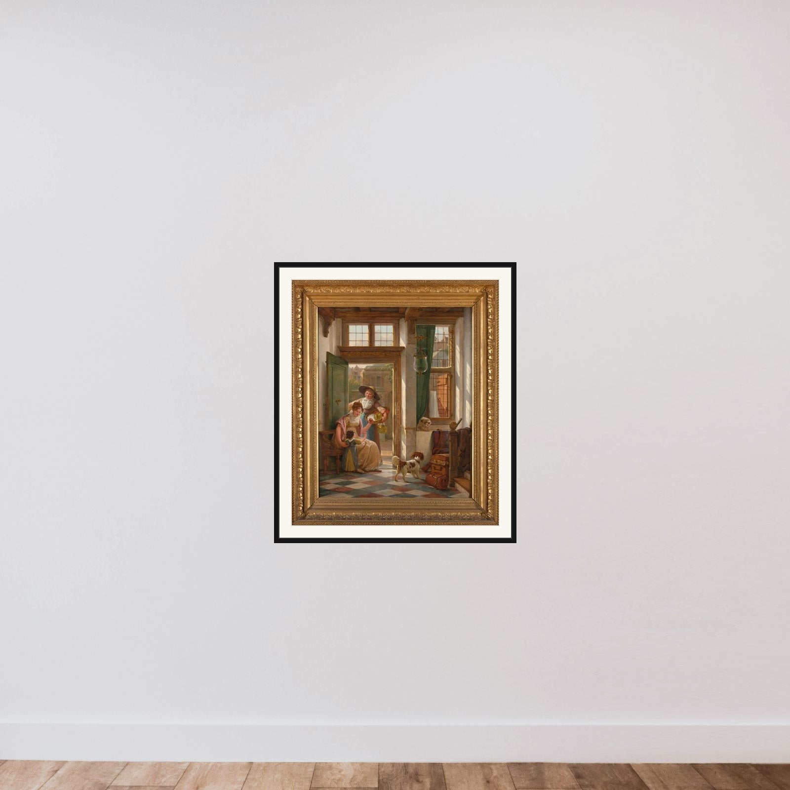 A Cherry Seller at the Door framed — shown to scale
