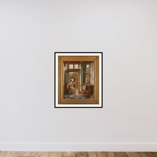 A Cherry Seller at the Door framed — shown to scale