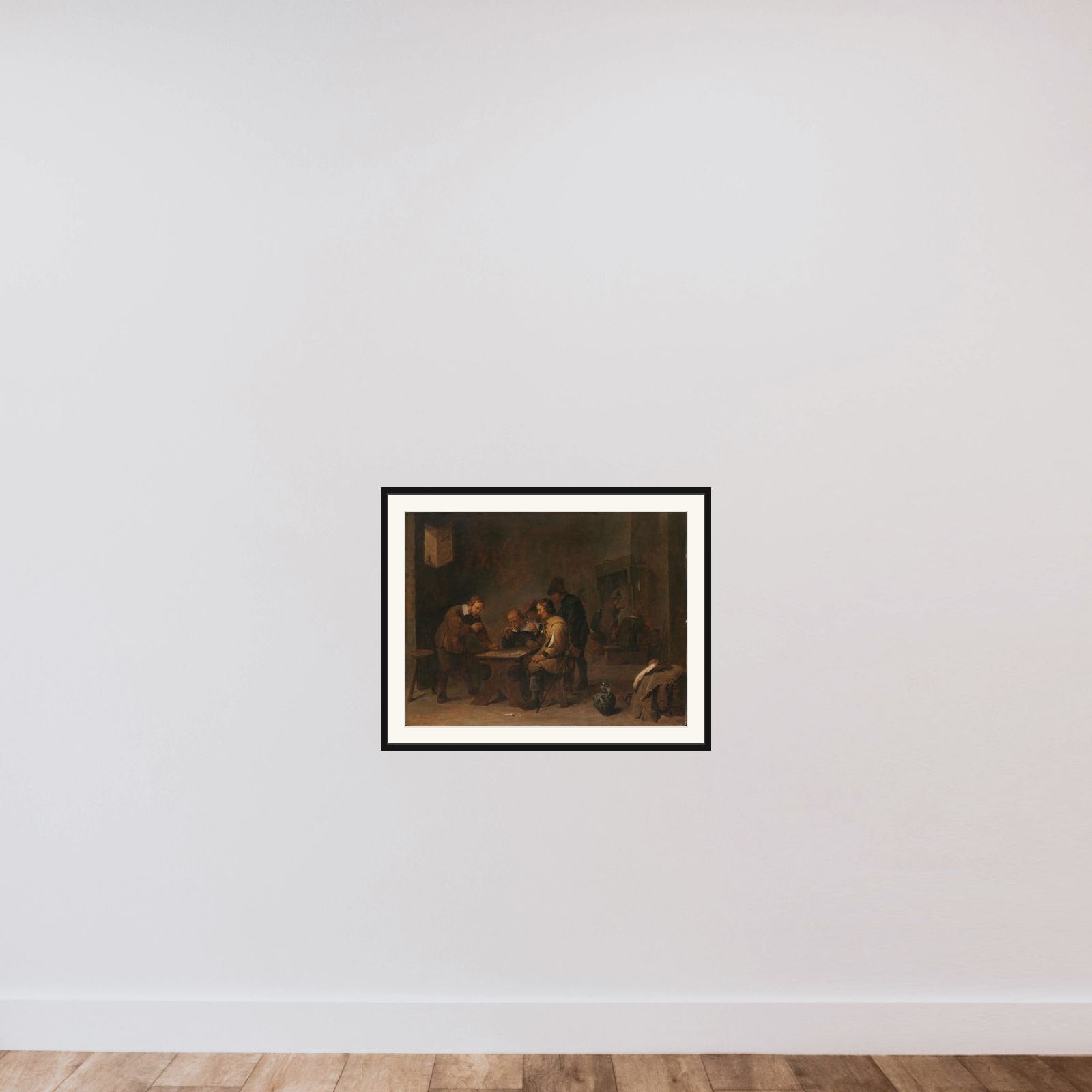 Men Dicing in a Tavern framed — shown to scale