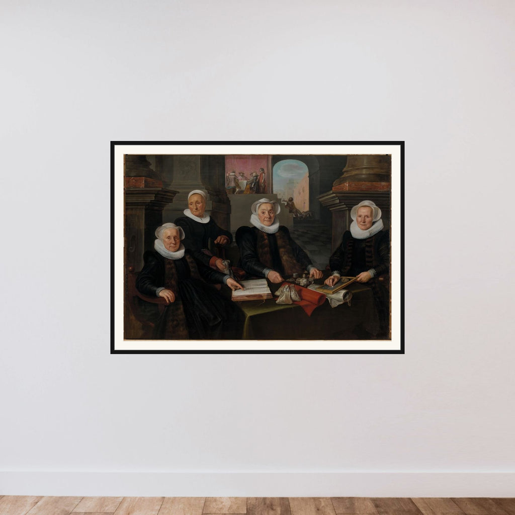 Three Regentesses and the ‘House Mother’ of the Amsterdam Lepers’ Asylum framed — shown to scale
