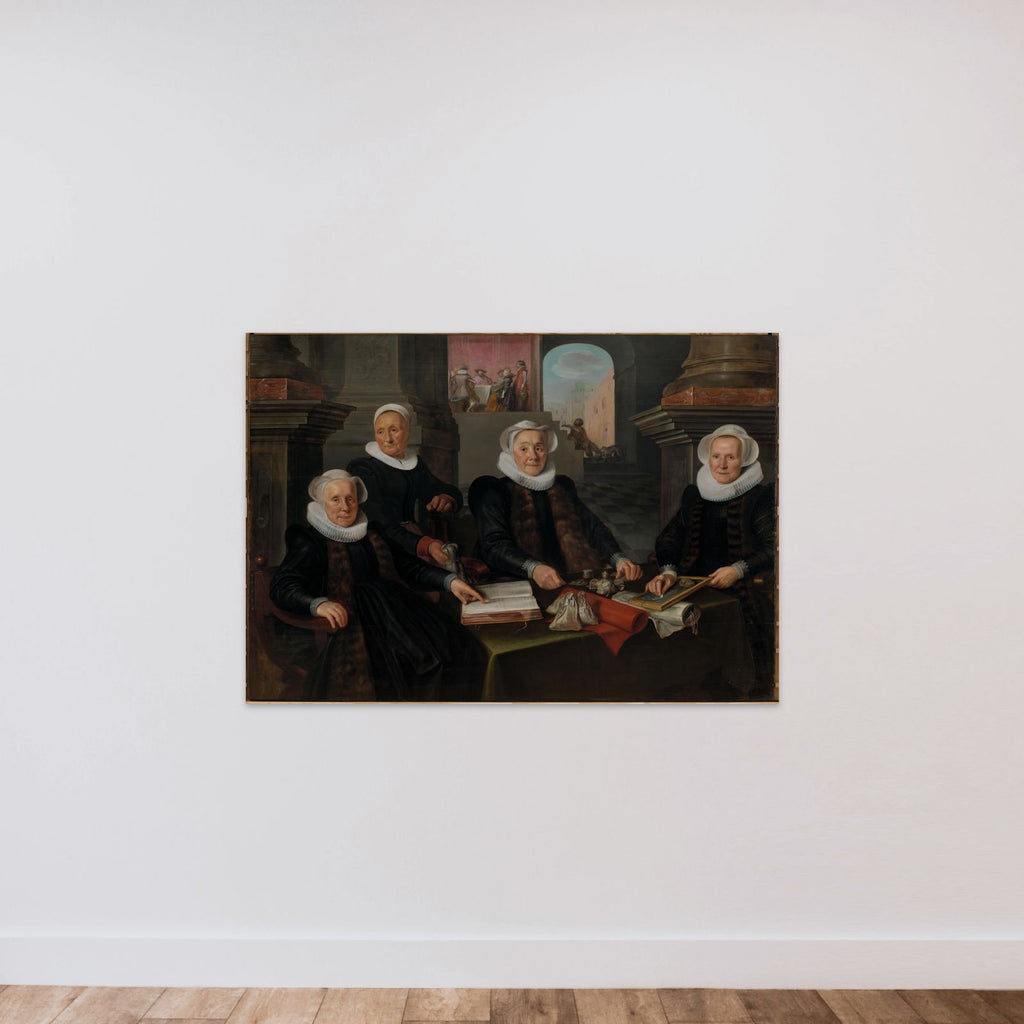 Three Regentesses and the ‘House Mother’ of the Amsterdam Lepers’ Asylum unframed — shown to scale