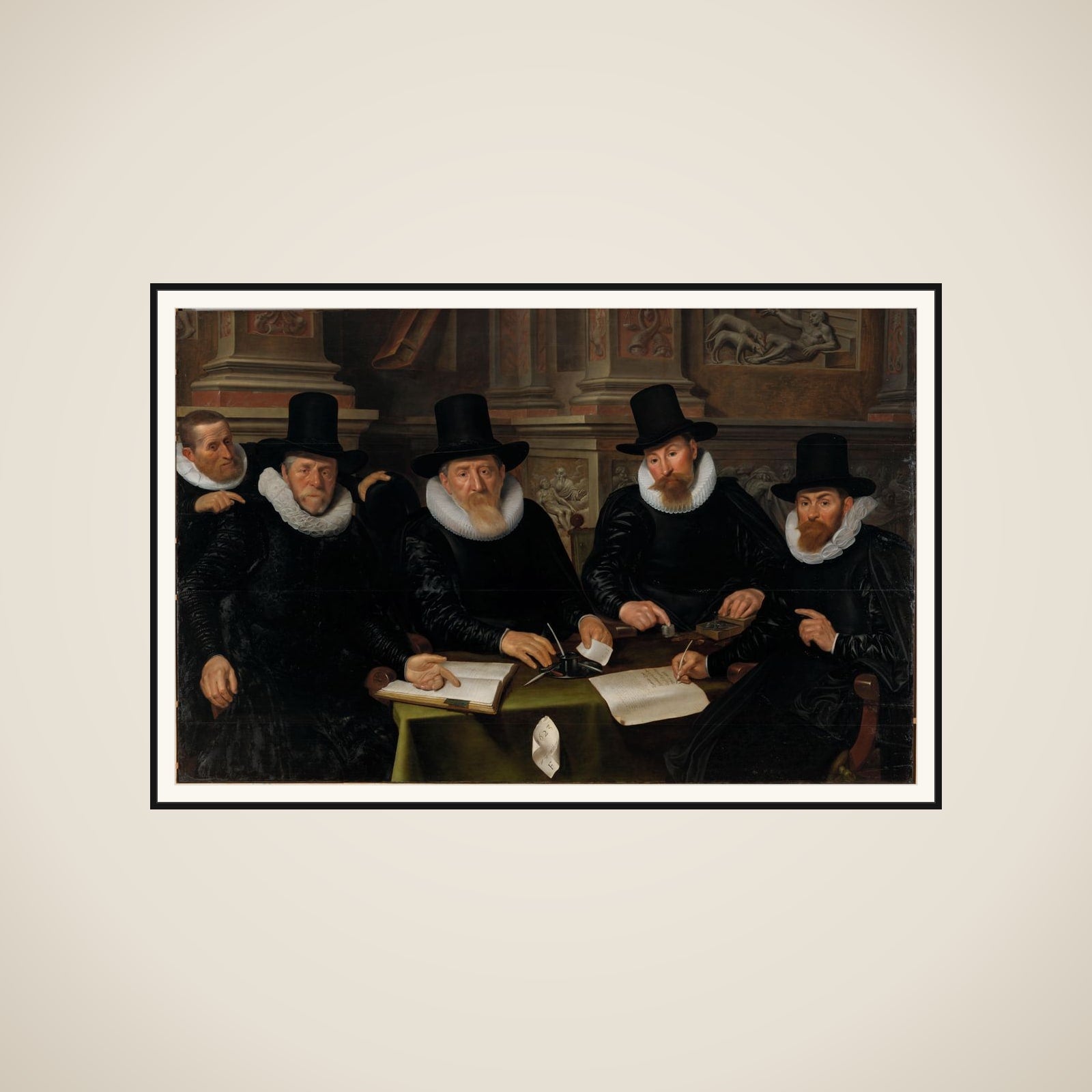 Four Regents and the ‘House Father’ of the Amsterdam Lepers’ Asylum framed