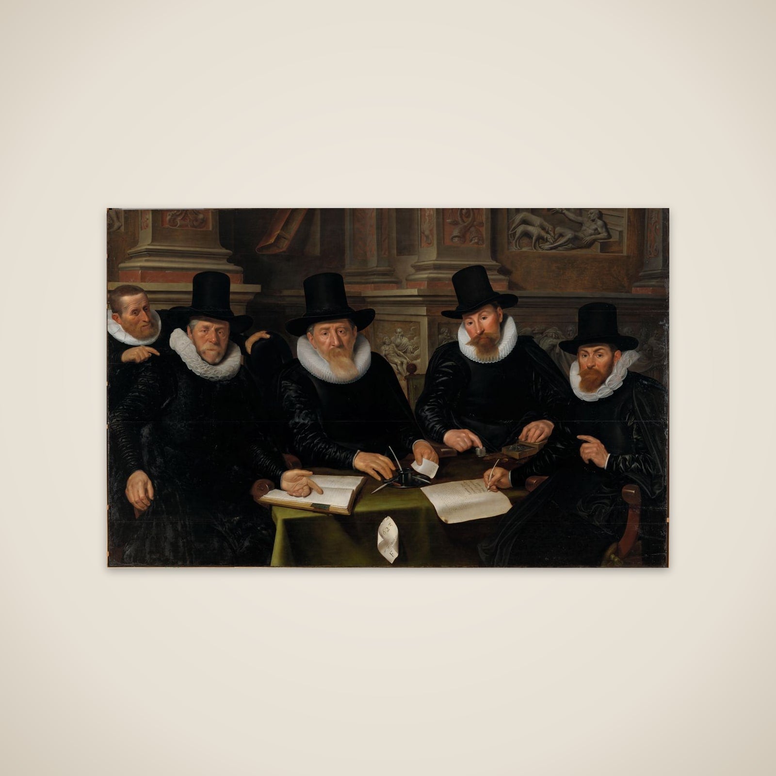 Four Regents and the ‘House Father’ of the Amsterdam Lepers’ Asylum unframed print