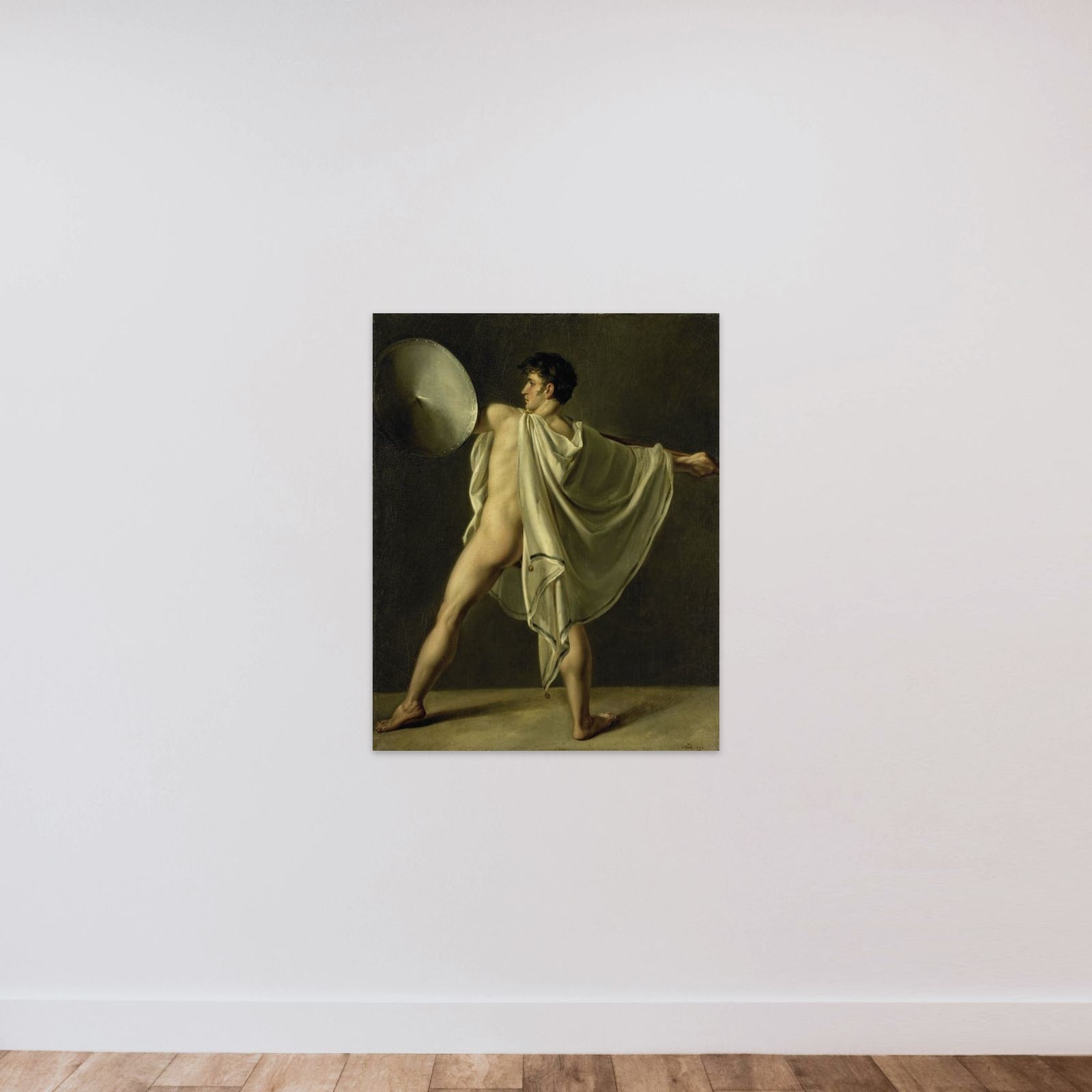 Warrior with Lance and Shield unframed — shown to scale