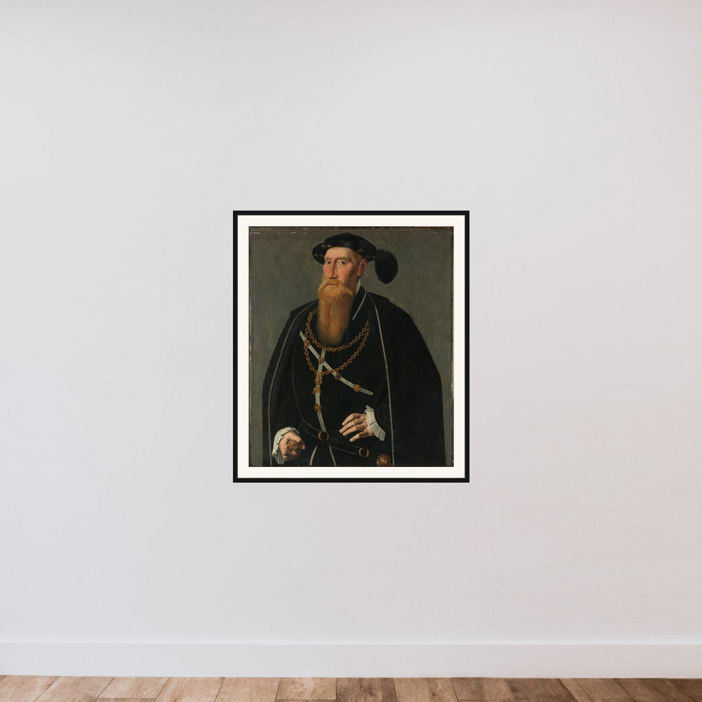 Reinout III van Brederode (1493-1556), Lord of Vianen. Deacon in the Order of the Golden Fleece, Counselor and Chamberlain to Charles V framed — shown to scale