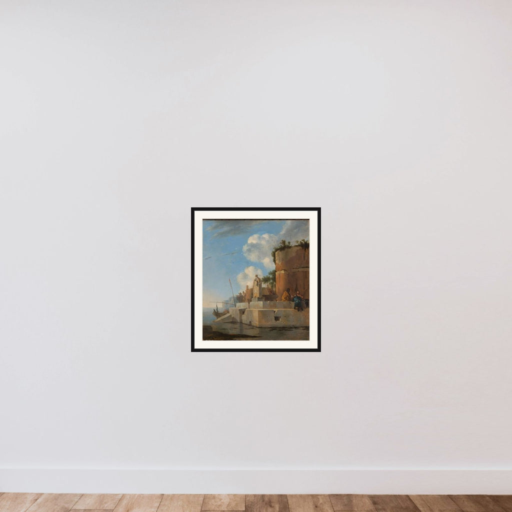 A Waterside Ruin in Italy framed — shown to scale