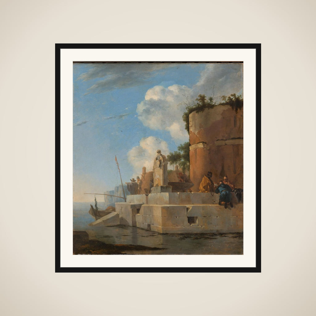 A Waterside Ruin in Italy framed