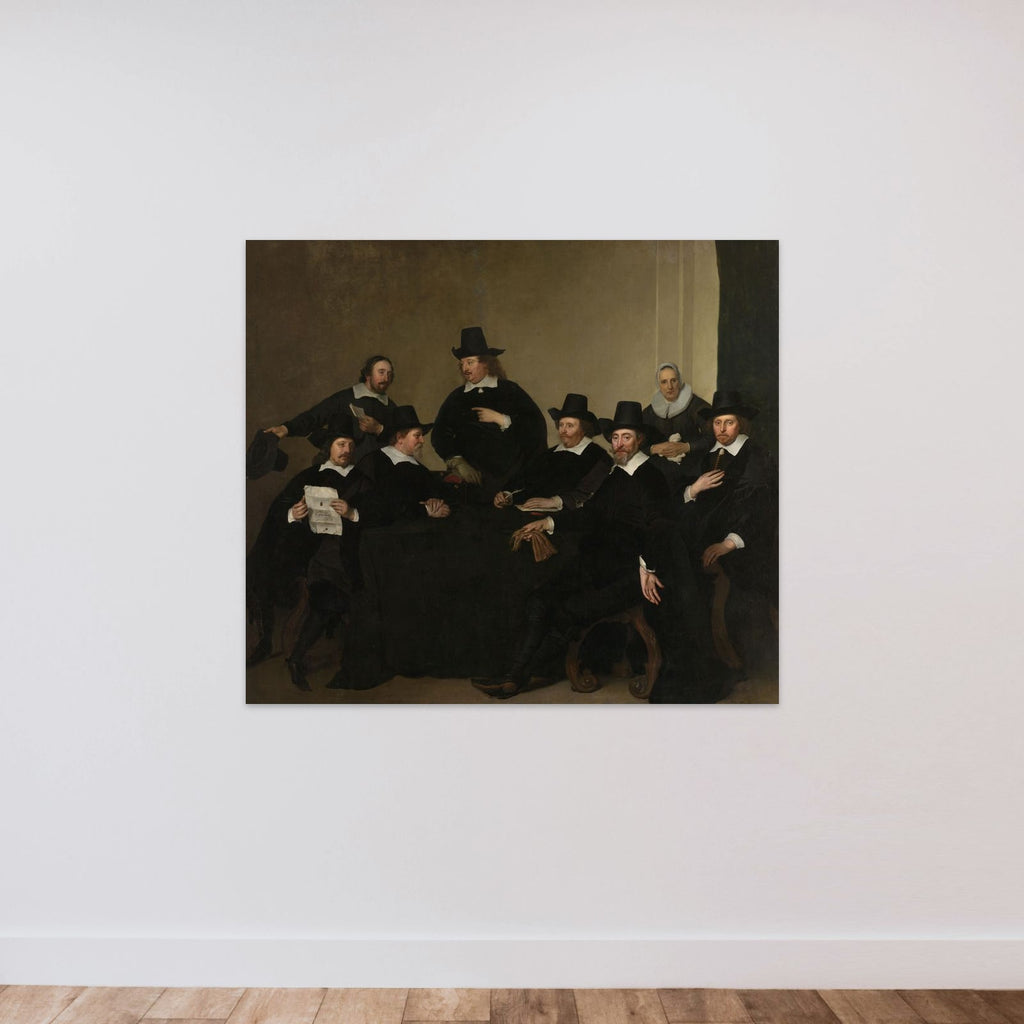 Portrait of the Regents of the Nieuwezijds Institute for the Outdoor Relief of the Poor, Amsterdam, c. 1650 unframed — shown to scale