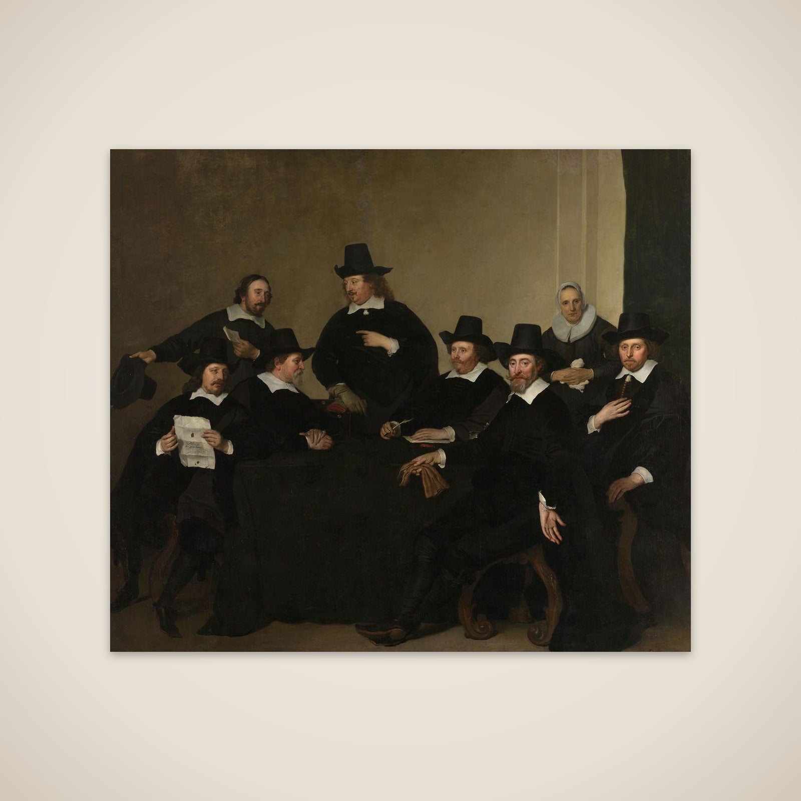 Portrait of the Regents of the Nieuwezijds Institute for the Outdoor Relief of the Poor, Amsterdam, c. 1650 unframed print