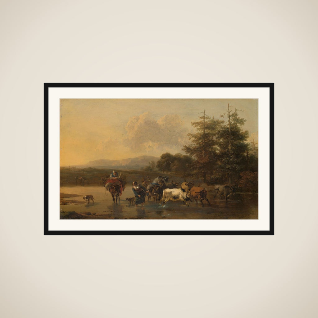 A Herd of Cattle crossing a Ford framed