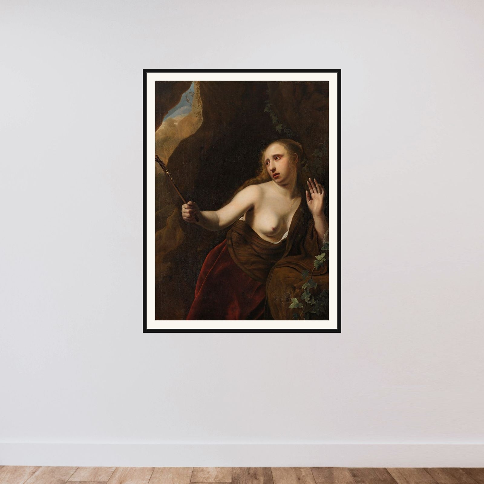 The Penitent Mary Magdalene framed — shown to scale